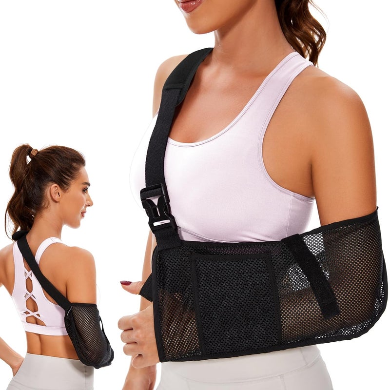 KONSEDIK Mesh Arm Sling - Medical Shoulder Sling for Shower - Adjustable Arm Brace,for Men Women Rotator Cuff Injury,Left Right Arm,Wrist, Elbow,Clavicle Fracture Post-Surgery(Medium) - Image 1